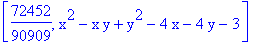 [72452/90909, x^2-x*y+y^2-4*x-4*y-3]